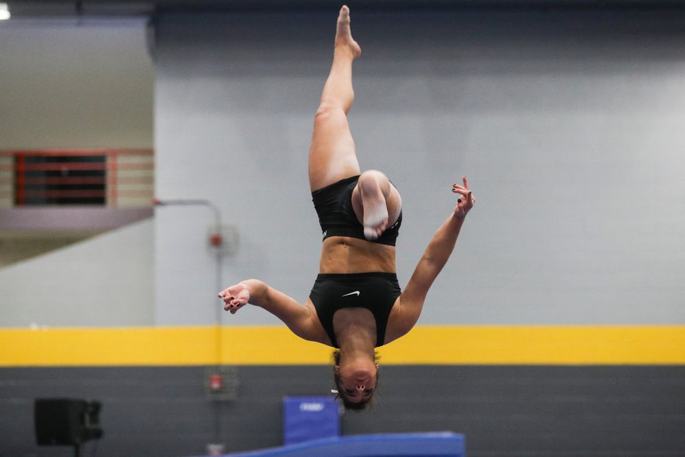 Carina Tolan practices on the beam during the Iowa women’s gymnastics Black and Gold Intraquad Meet on Saturday, December 7, 2019 at the UI Field House. (Lily Smith/hawkeyesports.com)