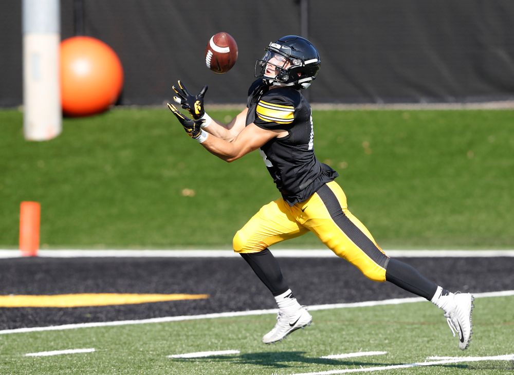 Iowa Hawkeyes wide receiver Kyle Groeneweg (14) during camp practice No. 17 Wednesday, August 22, 2018 at the Kenyon Football Practice Facility. (Brian Ray/hawkeyesports.com)
