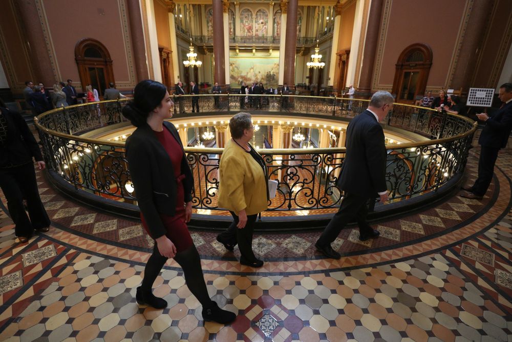 Iowa WomenÕs BasketballÕs Megan Gustafson is recognized with a resolution by the house and the senate at the Iowa State Capitol Wednesday, April 24, 2019 in Des Moines. (Brian Ray/hawkeyesports.com)