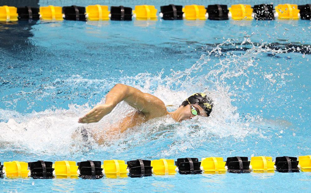Iowa’s Preston Planells swims the men’s 100 yard individual medley event during their meet at the Campus Recreation and Wellness Center in Iowa City on Friday, February 7, 2020. (Stephen Mally/hawkeyesports.com)
