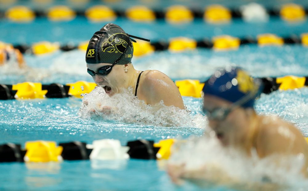 Iowa's Shea Hoyt swims the 100 yard breaststroke 