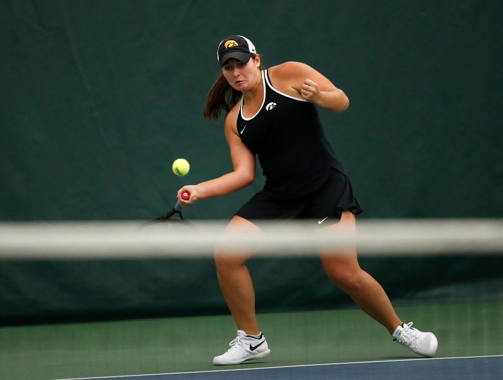 Iowa's Danielle Bauers competes on the first day of the 2018 ITA Central Regional Championships Friday, October 12, 2018 Hawkeye Tennis and Recreation Complex. (Brian Ray/hawkeyesports.com)