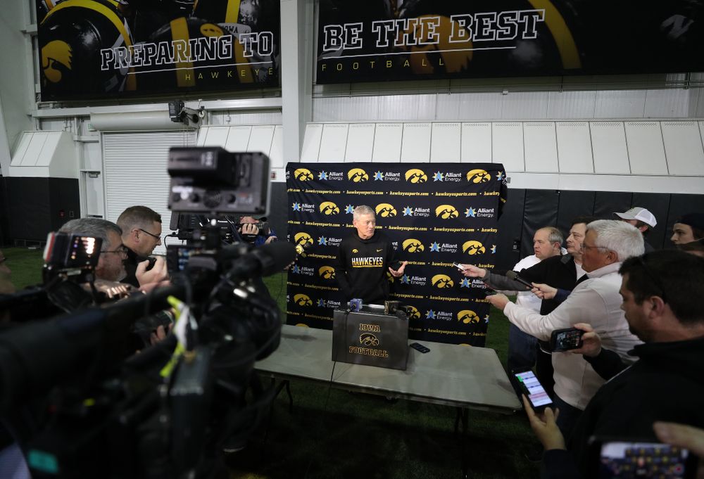 Iowa Hawkeyes head coach Kirk Ferentz during the teamÕs final spring practice Friday, April 26, 2019 at the Kenyon Football Practice Facility. (Brian Ray/hawkeyesports.com)
