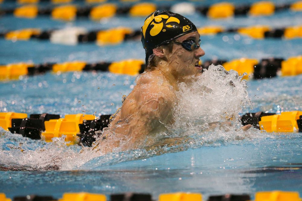 Iowa's Daniel Swanepoel at the 200-yard breaststroke race Saturday, March 2, 2019 at the Campus Recreation and Wellness Center. (Lily Smith/hawkeyesports.com)