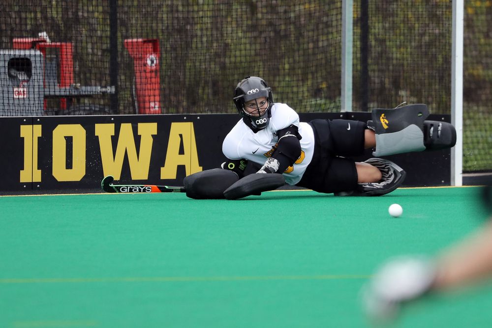 Iowa Hawkeyes goaltender Leslie Speight (96) during a 2-1 victory against the Ohio State Buckeyes Friday, September 27, 2019 at Grant Field. (Brian Ray/hawkeyesports.com)