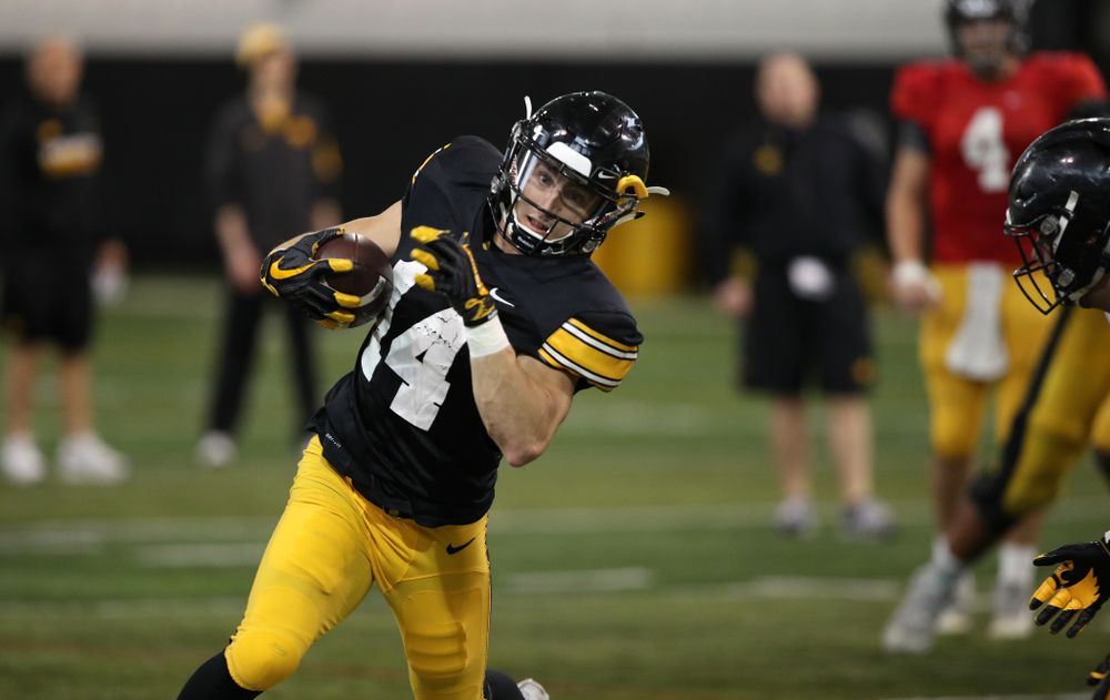 Iowa Hawkeyes wide receiver Kyle Groeneweg (14) during preparation for the 2019 Outback Bowl Wednesday, December 19, 2018 at the Hansen Football Performance Center. (Brian Ray/hawkeyesports.com)