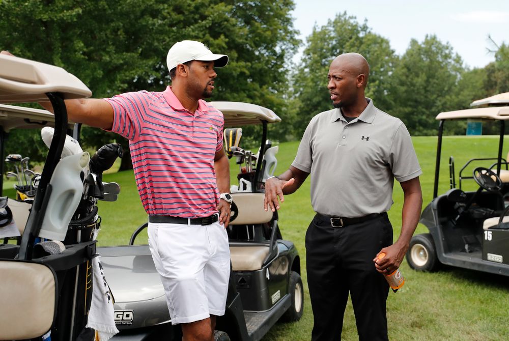 Duez Henderson and Kenyon Murray during the 2018 Chris Street Memorial Golf Outing Monday, August 27, 2018 at Finkbine Golf Course. (Brian Ray/hawkeyesports.com)