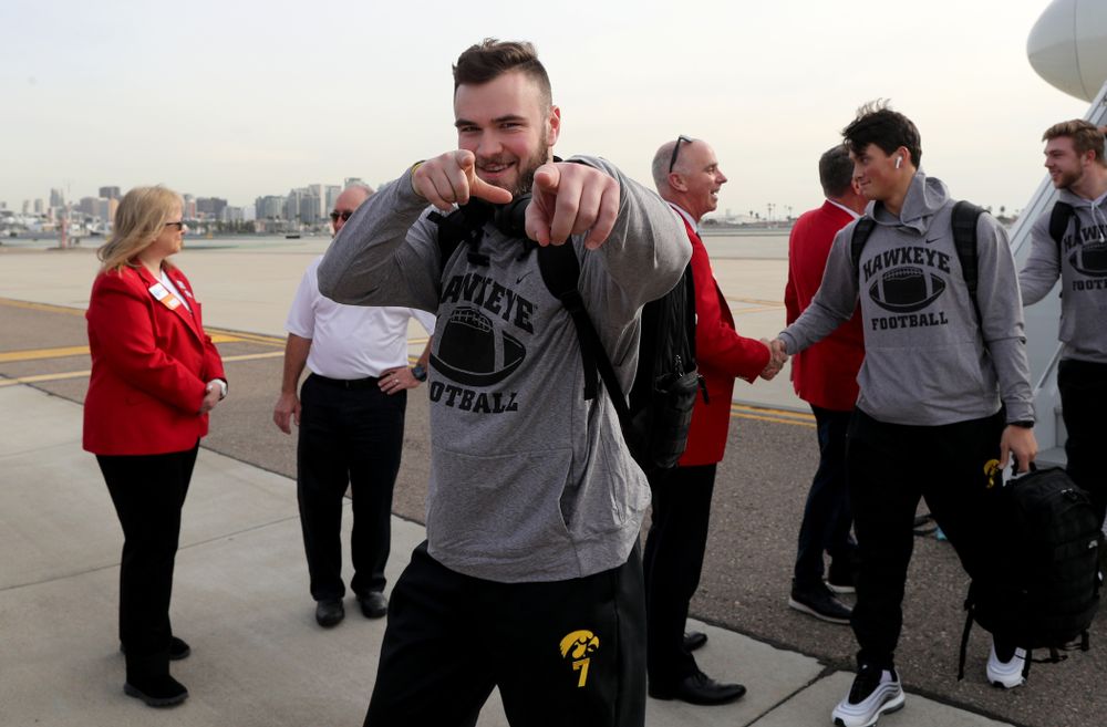 Iowa Hawkeyes punter Colten Rastetter (7) after arriving in San Diego, CA Saturday, December 21, 2019 for the Holiday Bowl. (Brian Ray/hawkeyesports.com)