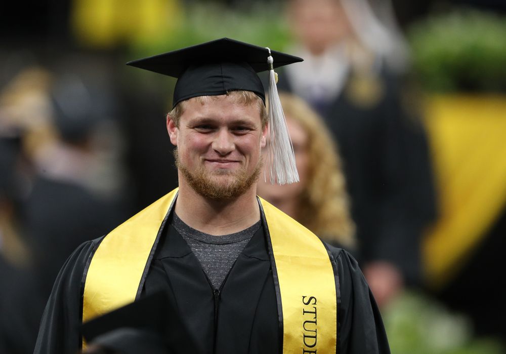 Hawkeye FootballÕs Jake Newborg during the College of Liberal Arts and Sciences spring commencement Saturday, May 11, 2019 at Carver-Hawkeye Arena. (Brian Ray/hawkeyesports.com)