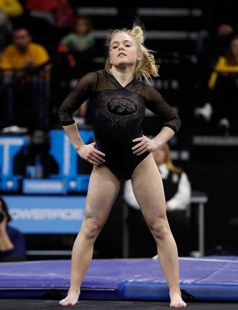 Charlotte Sullivan competes on the floor  