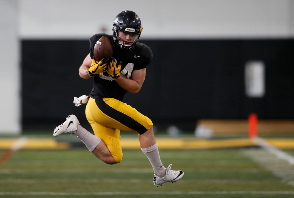 Iowa Hawkeyes wide receiver Nick Easley (84) during spring practice Wednesday, March 28, 2018 at the Hansen Football Performance Center.  (Brian Ray/hawkeyesports.com)