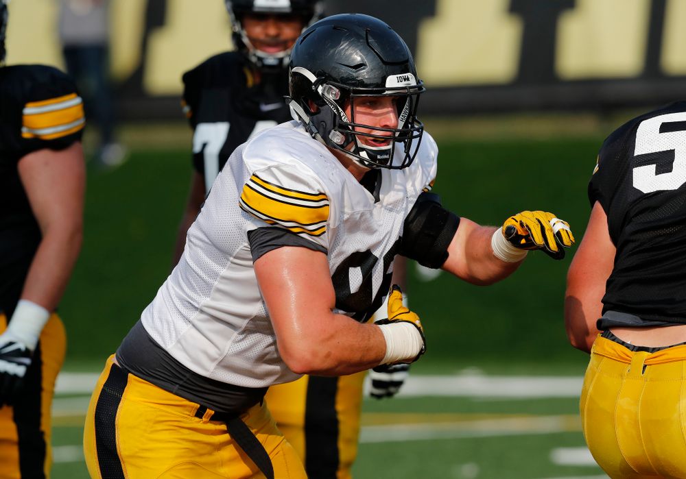 Iowa Hawkeyes defensive end Matt Nelson (96) during camp practice No. 16 Tuesday, August 21, 2018 at the Hansen Football Performance Center. (Brian Ray/hawkeyesports.com)