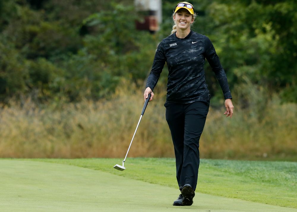 Iowa's Shawn Rennegarbe reacts after a putt during the final round of the Diane Thomason Invitational at Finkbine Golf Course on September 30, 2018. (Tork Mason/hawkeyesports.com)