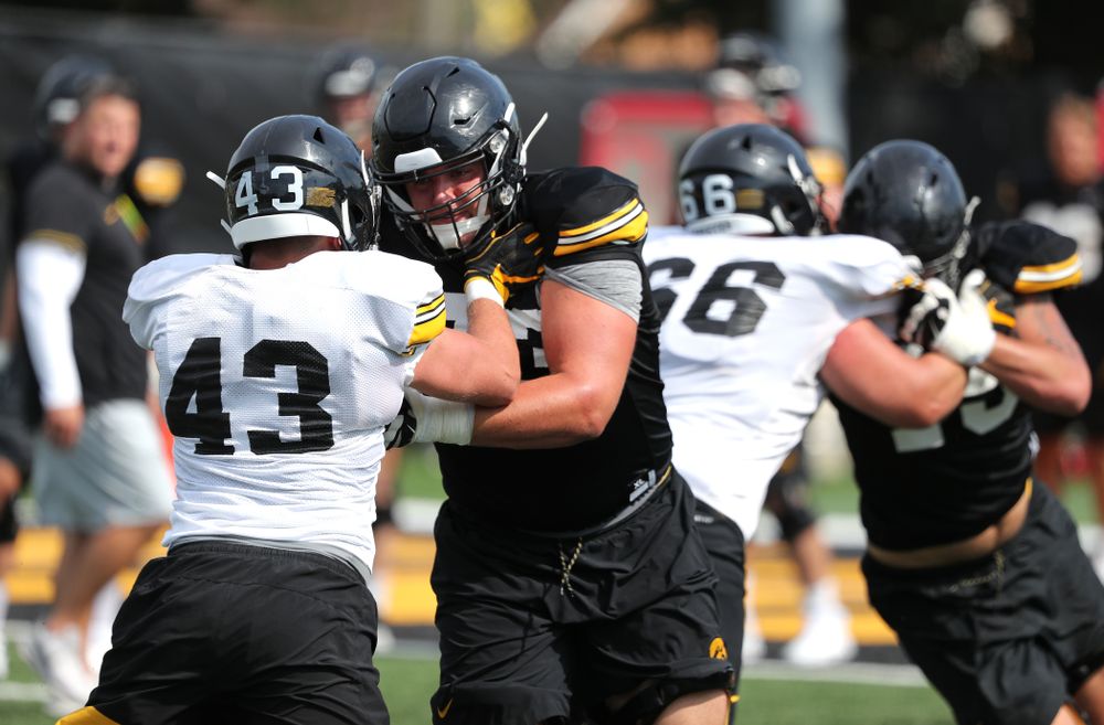 Iowa Hawkeyes offensive lineman Cody Ince (73) during Fall Camp Practice No. 4 Monday, August 5, 2019 at the Ronald D. and Margaret L. Kenyon Football Practice Facility. (Brian Ray/hawkeyesports.com)