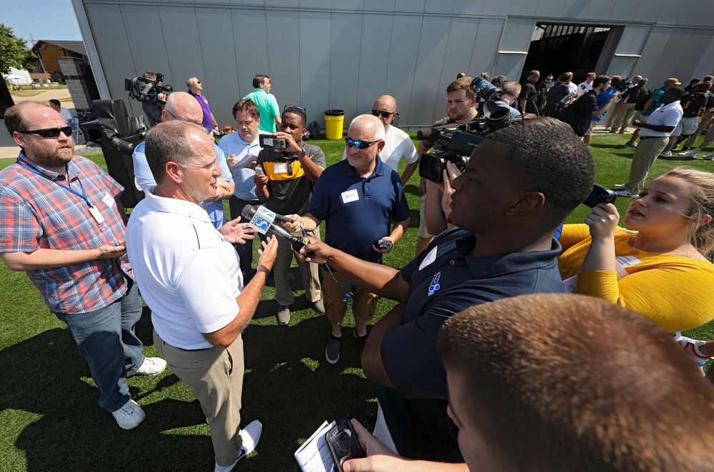 Iowa Hawkeyes defensive coordinator Phil Parker answers questions during Iowa Football Media Day at the Hansen Football Performance Center in Iowa City on Friday, Aug 9, 2019. (Stephen Mally/hawkeyesports.com)