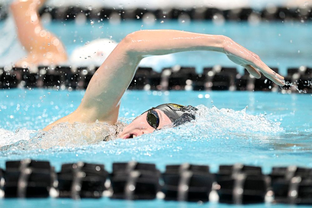 Iowa’s Allyssa Fluit swims the women’s 500 yard freestyle consolation finals event during the 2020 Women’s Big Ten Swimming and Diving Championships at the Campus Recreation and Wellness Center in Iowa City on Thursday, February 20, 2020. (Stephen Mally/hawkeyesports.com)