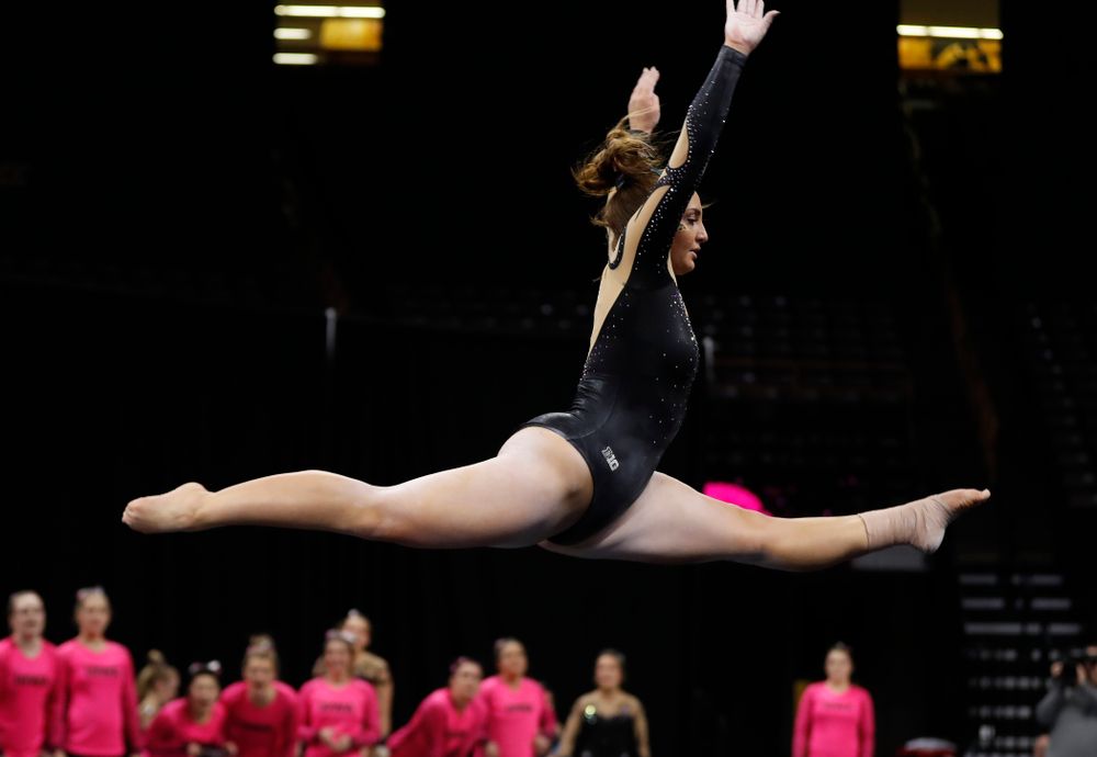 Iowa's Bre Fitzke competes on the floor 