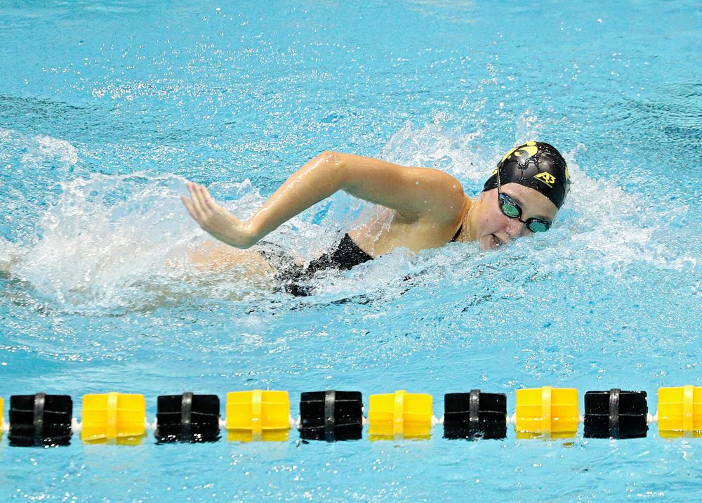 Iowa’s Macy Rink swims the women’s 200-yard freestyle event during their meet against Michigan State and Northern Iowa at the Campus Recreation and Wellness Center in Iowa City on Friday, Oct 4, 2019. (Stephen Mally/hawkeyesports.com)