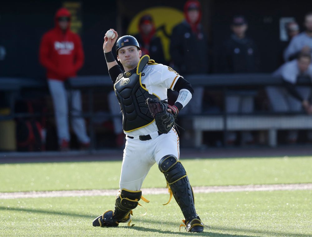 Iowa Hawkeyes catcher Brett McCleary (32) against Northern Illinois Tuesday, April 17, 2018 at Duane Banks Field. (Brian Ray/hawkeyesports.com)