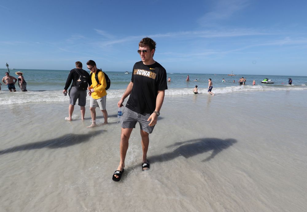 Iowa Hawkeyes tight end T.J. Hockenson (38) during the Outback Bowl Beach Day Sunday, December 30, 2018 at Clearwater Beach. (Brian Ray/hawkeyesports.com)