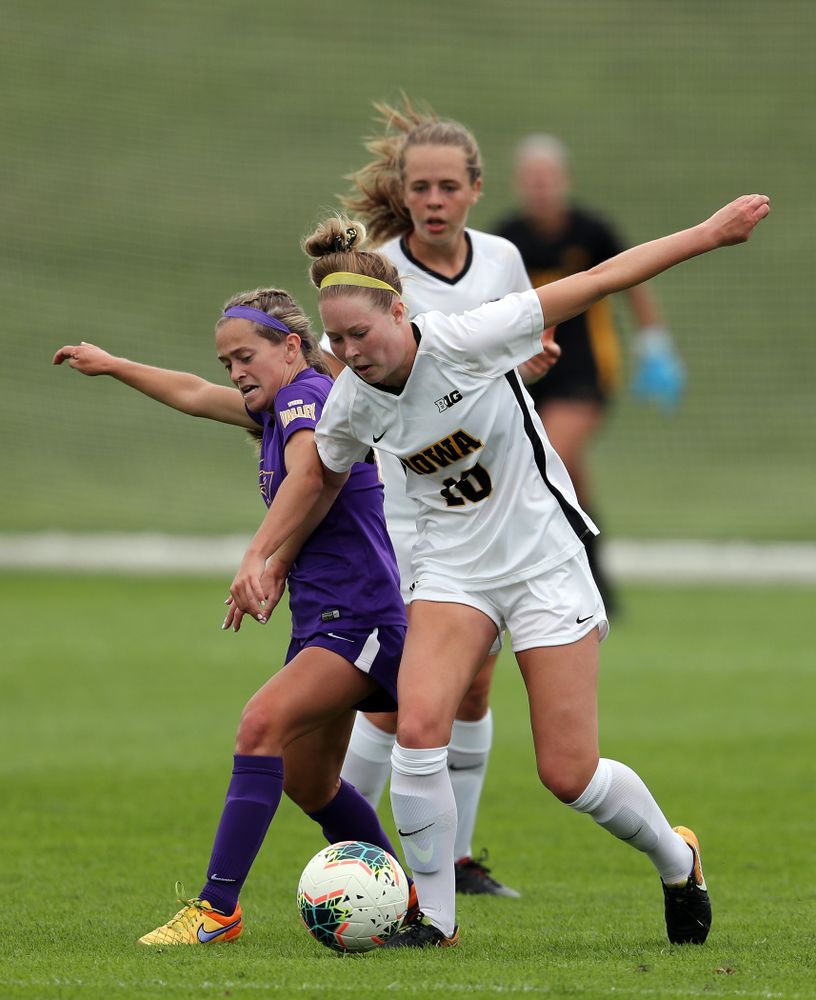 Iowa Hawkeyes midfielder/defender Natalie Winters (10) during a 6-1 win over Northern Iowa Sunday, August 25, 2019 at the Iowa Soccer Complex. (Brian Ray/hawkeyesports.com)