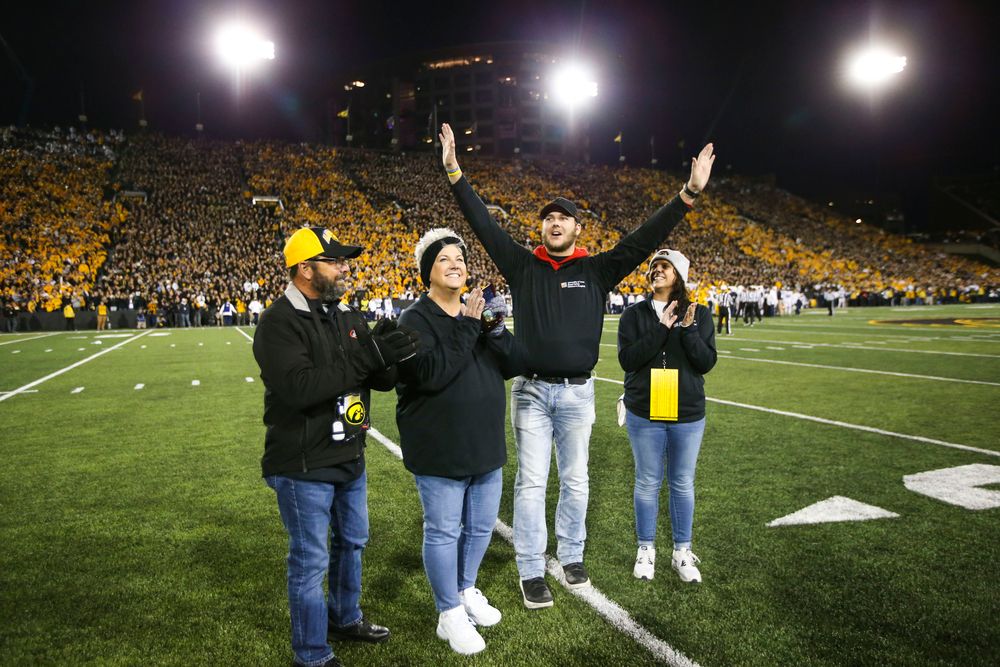 Carson King waves to fans during Iowa football vs Penn State on Saturday, October 12, 2019 at Kinnick Stadium. (Lily Smith/hawkeyesports.com)