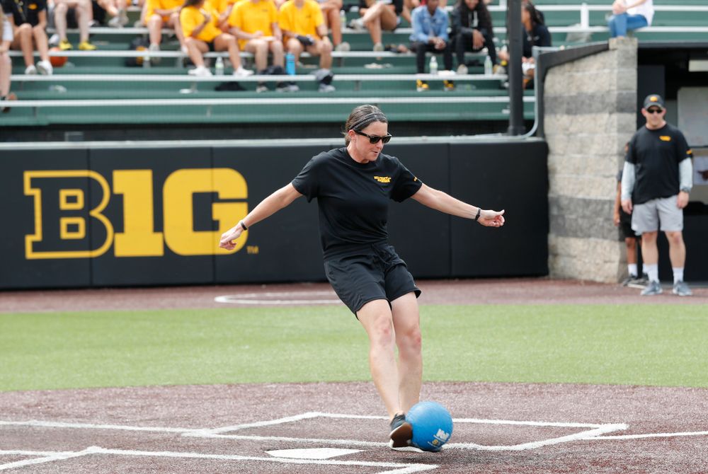 Women's Basketball Director of Player Development Abby Stamp during the Iowa Student Athlete Kickoff Kickball game  Sunday, August 19, 2018 at Duane Banks Field. (Brian Ray/hawkeyesports.com)