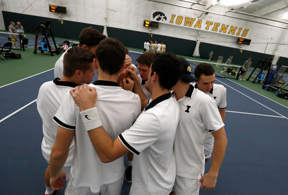 The Iowa Hawkeyes before their match against Purdue Sunday, April 15, 2018 at the Hawkeye Tennis and Recreation Center. (Brian Ray/hawkeyesports.com)