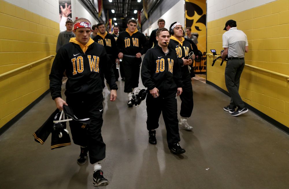 The Iowa Hawkeye take the floor for their meet against Penn State Friday, January 31, 2020 at Carver-Hawkeye Arena. (Brian Ray/hawkeyesports.com)