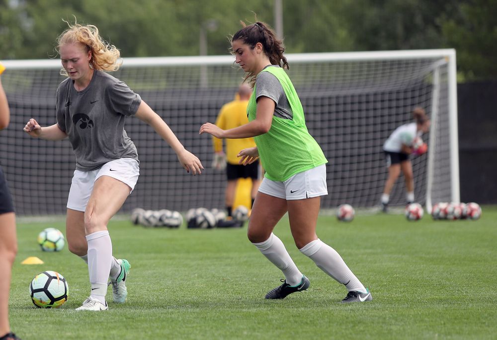 University of Iowa women's soccer practice Aug. 6, 2018. 
