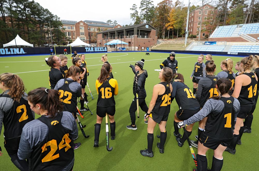 Iowa assistant coach Roz Ellis divides the team during their practice at Karen Shelton Stadium in Chapel Hill, N.C. on Thursday, Nov 14, 2019. (Stephen Mally/hawkeyesports.com)