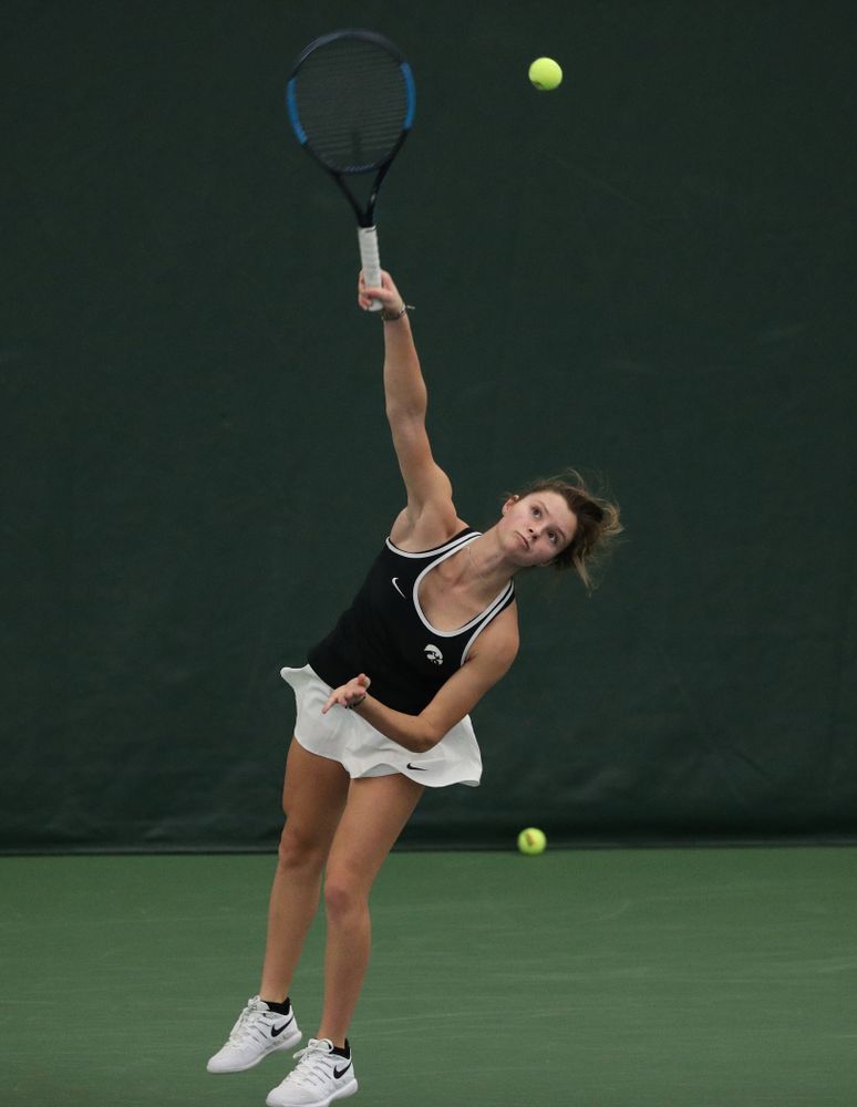Iowa's Cloe Ruette during a doubles match against North Texas Sunday, January 20, 2019 at the Hawkeye Tennis and Recreation Center. (Brian Ray/hawkeyesports.com)
