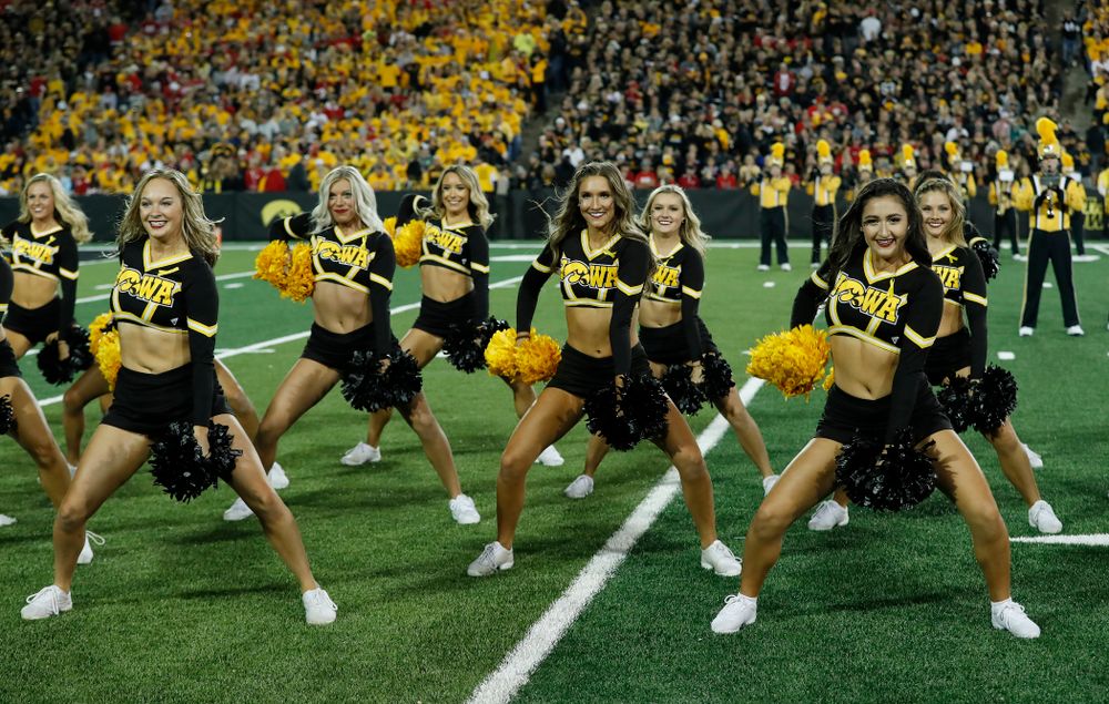 The Iowa Dance Team performs during the Iowa Hawkeyes game against the Wisconsin Badgers Saturday, September 22, 2018 at Kinnick Stadium. (Brian Ray/hawkeyesports.com)