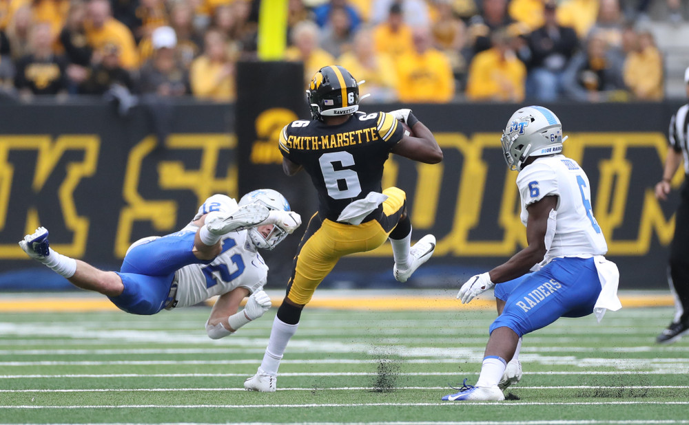 Iowa Hawkeyes wide receiver Ihmir Smith-Marsette (6) against Middle Tennessee State Saturday, September 28, 2019 at Kinnick Stadium. (Max Allen/hawkeyesports.com)