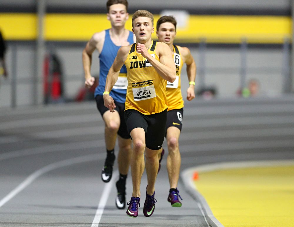 Iowa’s Spencer Gudgel runs the men’s 600 meter run event during the Jimmy Grant Invitational at the Recreation Building in Iowa City on Saturday, December 14, 2019. (Stephen Mally/hawkeyesports.com)