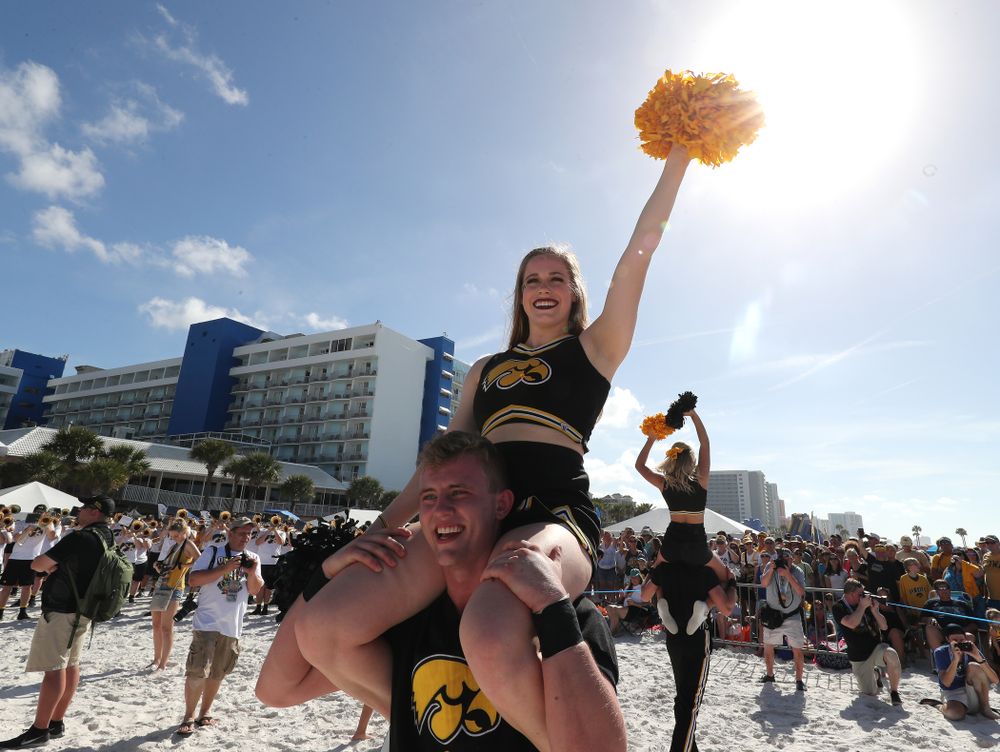 The Iowa Cheerleaders during the Outback Bowl Beach Day Sunday, December 30, 2018 at Clearwater Beach. (Brian Ray/hawkeyesports.com)