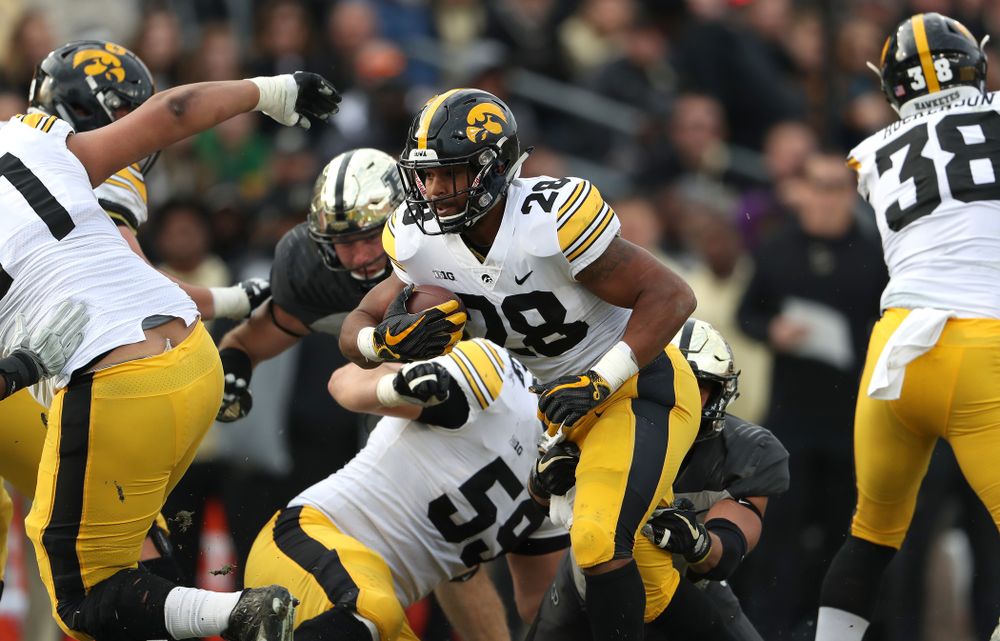 Iowa Hawkeyes running back Toren Young (28) against the Purdue Boilermakers Saturday, November 3, 2018 Ross Ade Stadium in West Lafayette, Ind. (Brian Ray/hawkeyesports.com)
