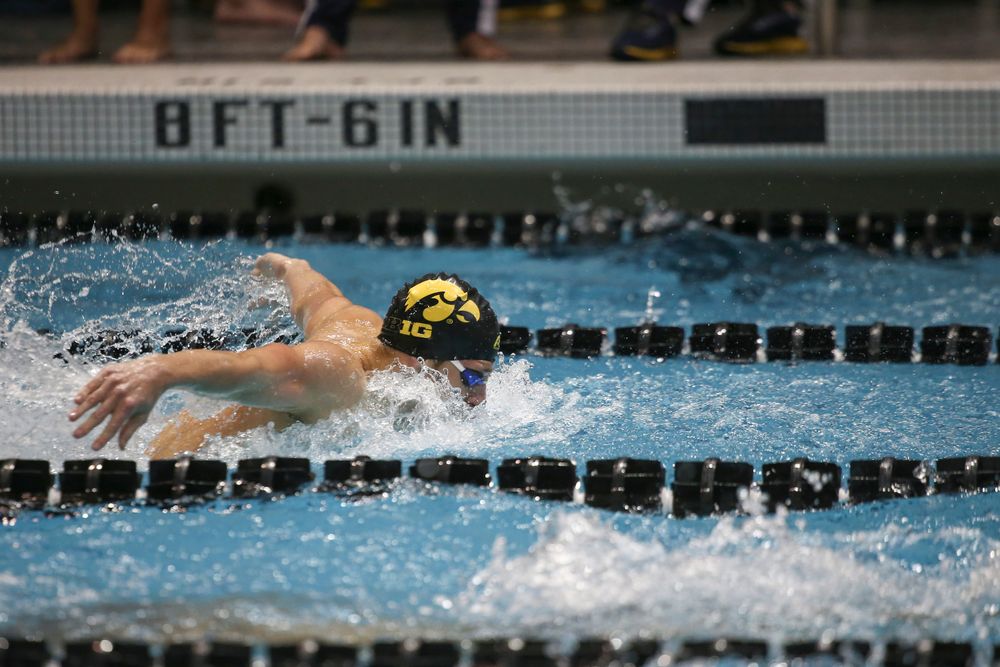 Iowa’s Jackson Allman swims the 200-yard butterfly during the Iowa swimming and diving meet vs Notre Dame and Illinois on Saturday, January 11, 2020 at the Campus Recreation and Wellness Center. (Lily Smith/hawkeyesports.com)