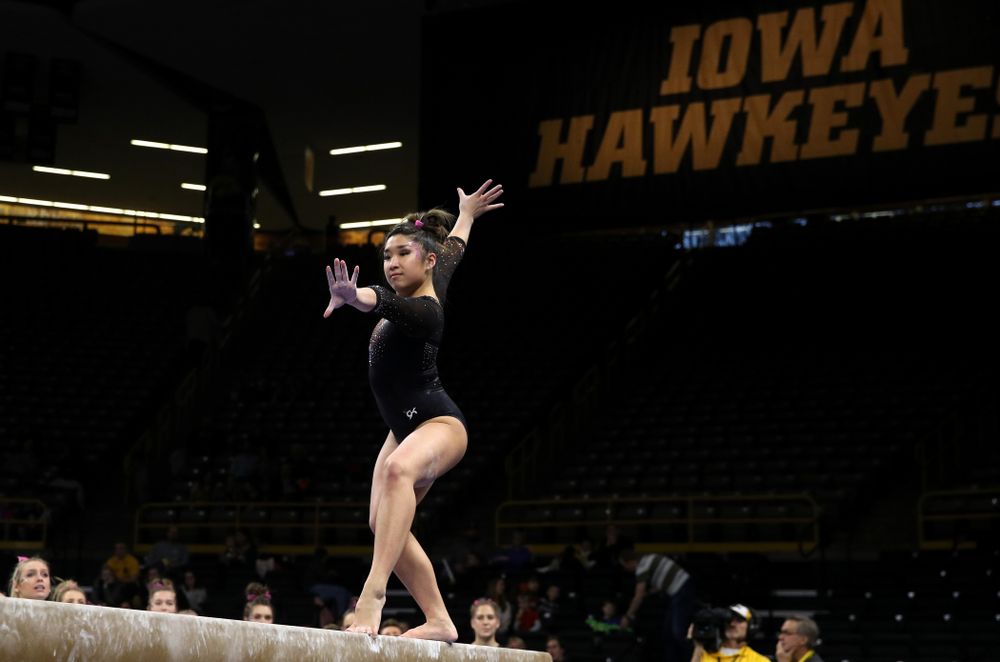 Iowa's Nicole Chow competes on the beam during their meet against the Minnesota Golden Gophers Saturday, January 19, 2019 at Carver-Hawkeye Arena. (Brian Ray/hawkeyesports.com)