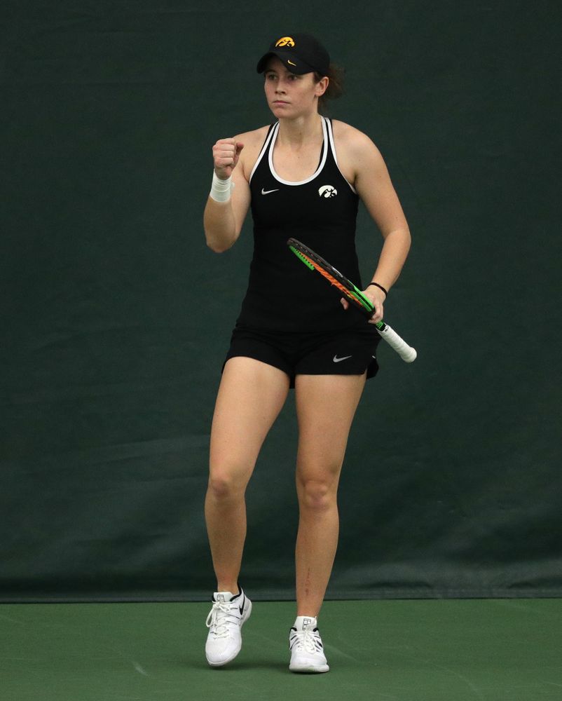 Iowa's Elise Van Heuvelen Treadwell against the Penn State Nittany Lions Sunday, February 24, 2019 at the Hawkeye Tennis and Recreation Complex. (Brian Ray/hawkeyesports.com)