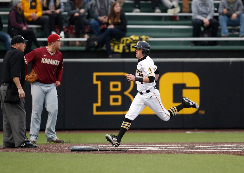 Iowa Hawkeyes infielder Mitchell Boe (4) against Coe College Wednesday, April 11, 2018 at Duane Banks Field. (Brian Ray/hawkeyesports.com)