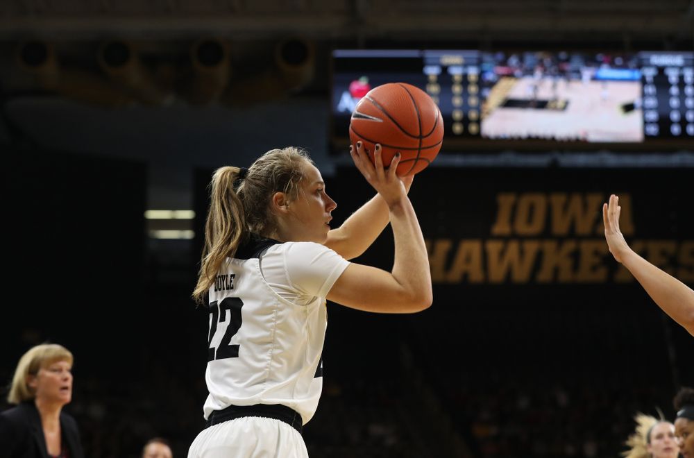 Iowa Hawkeyes guard Kathleen Doyle (22) against the Purdue Boilermakers Sunday, January 27, 2019 at Carver-Hawkeye Arena. (Brian Ray/hawkeyesports.com)