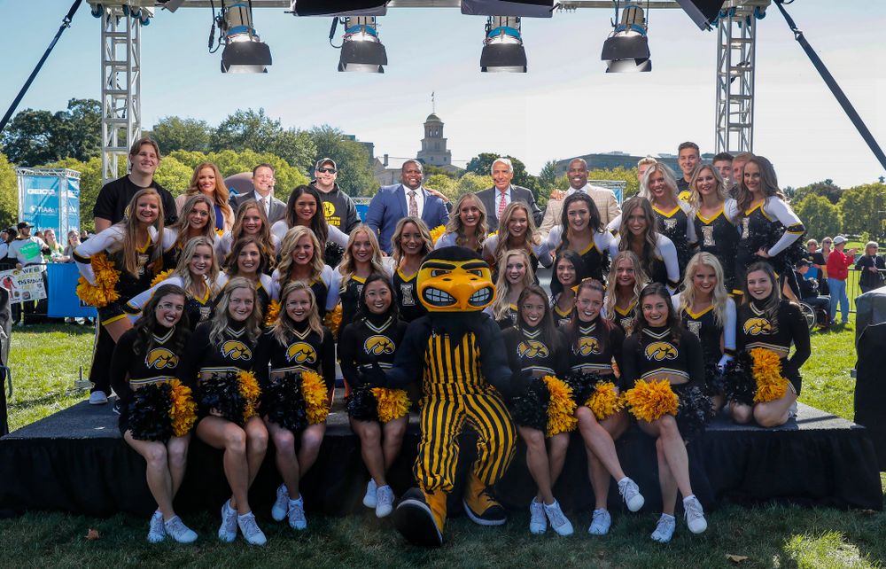 The Iowa Spirit Squad  as the BTN Tailgate does a live show Saturday, September 22, 2018 at Hubbard Park on the University of Iowa Campus. (Brian Ray/hawkeyesports.com)