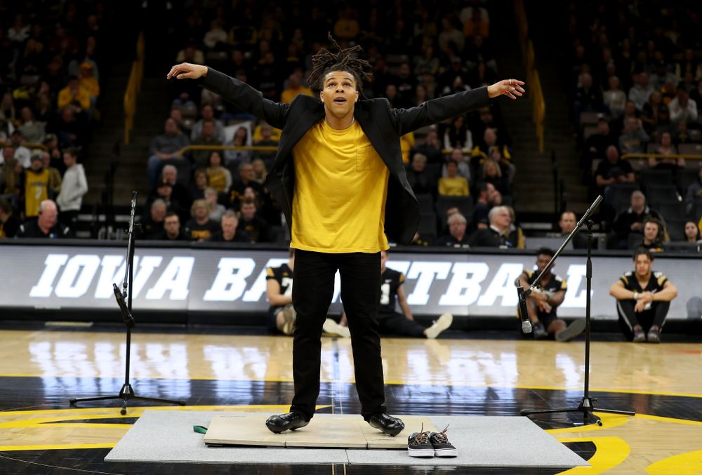 Snap  Boogie performs at half-time of the Iowa Hawkeyes game against the Ohio State Buckeyes Thursday, February 20, 2020 at Carver-Hawkeye Arena. (Brian Ray/hawkeyesports.com)