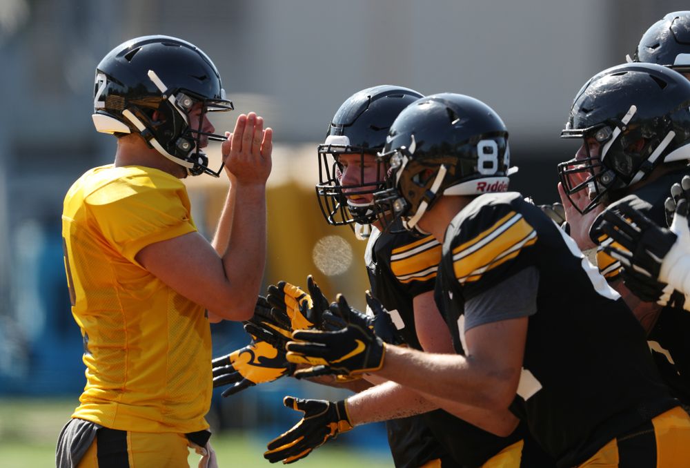 Iowa Hawkeyes quarterback Peyton Mansell (2) during Fall Camp Practice No. 5 Tuesday, August 6, 2019 at the Ronald D. and Margaret L. Kenyon Football Practice Facility. (Brian Ray/hawkeyesports.com)