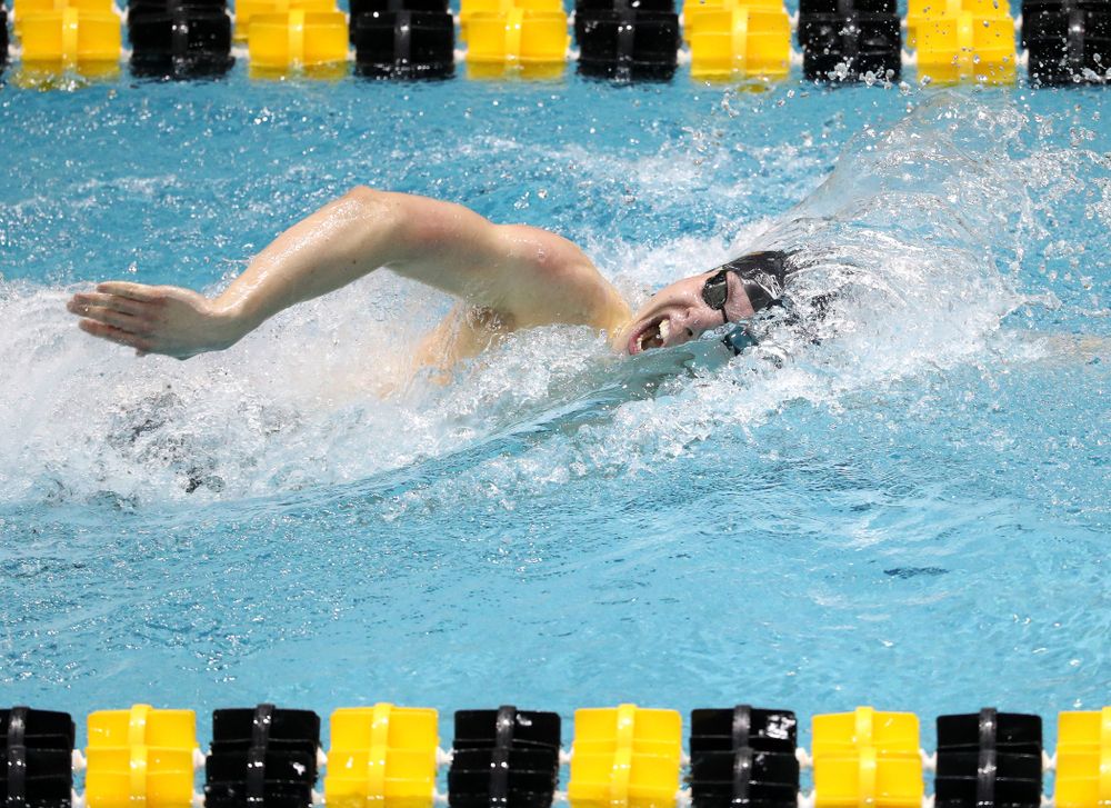 Iowa's Mateusz Arndt swims the second leg of the 800 freestyle relay at the 2019 Big Ten Swimming and Diving meet  Wednesday, February 27, 2019 at the Campus Wellness and Recreation Center. (Brian Ray/hawkeyesports.com)
