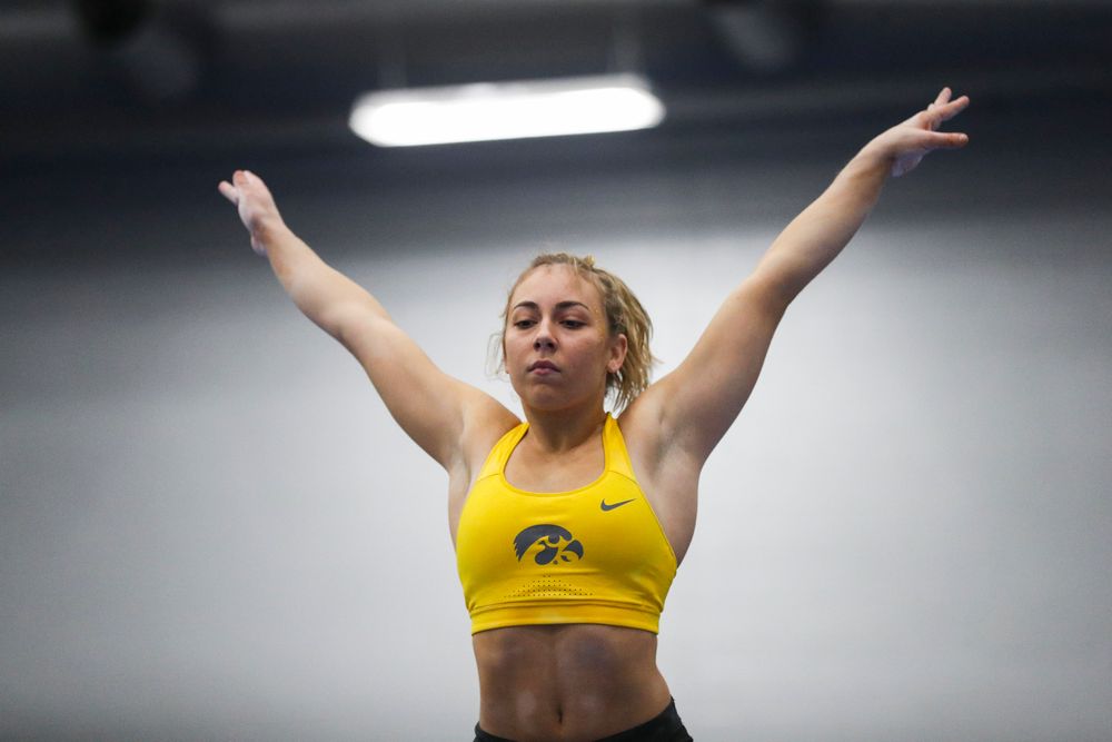 Alex Greenwald performs on the beam during the Iowa women’s gymnastics Black and Gold Intraquad Meet on Saturday, December 7, 2019 at the UI Field House. (Lily Smith/hawkeyesports.com)
