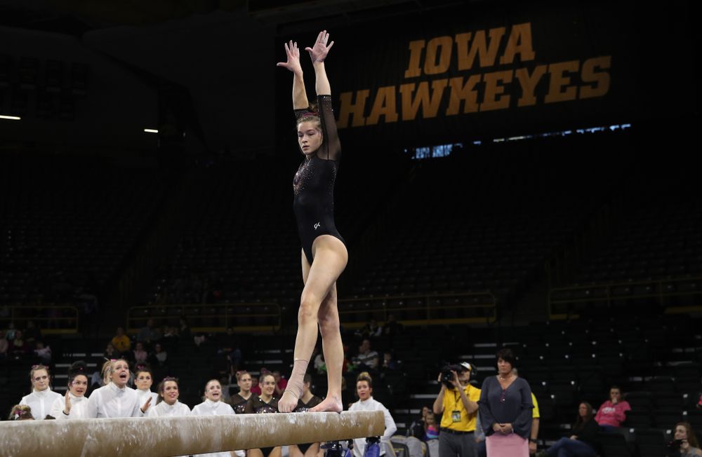 Iowa's Mackenzie Vance competes on the beam during their meet against the Minnesota Golden Gophers Saturday, January 19, 2019 at Carver-Hawkeye Arena. (Brian Ray/hawkeyesports.com)