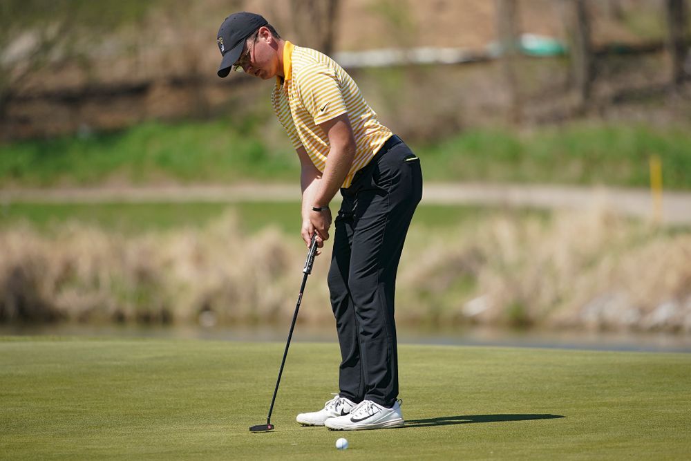 Iowa's Matthew Walker putts during the third round of the Hawkeye Invitational at Finkbine Golf Course in Iowa City on Sunday, Apr. 21, 2019. (Stephen Mally/hawkeyesports.com)