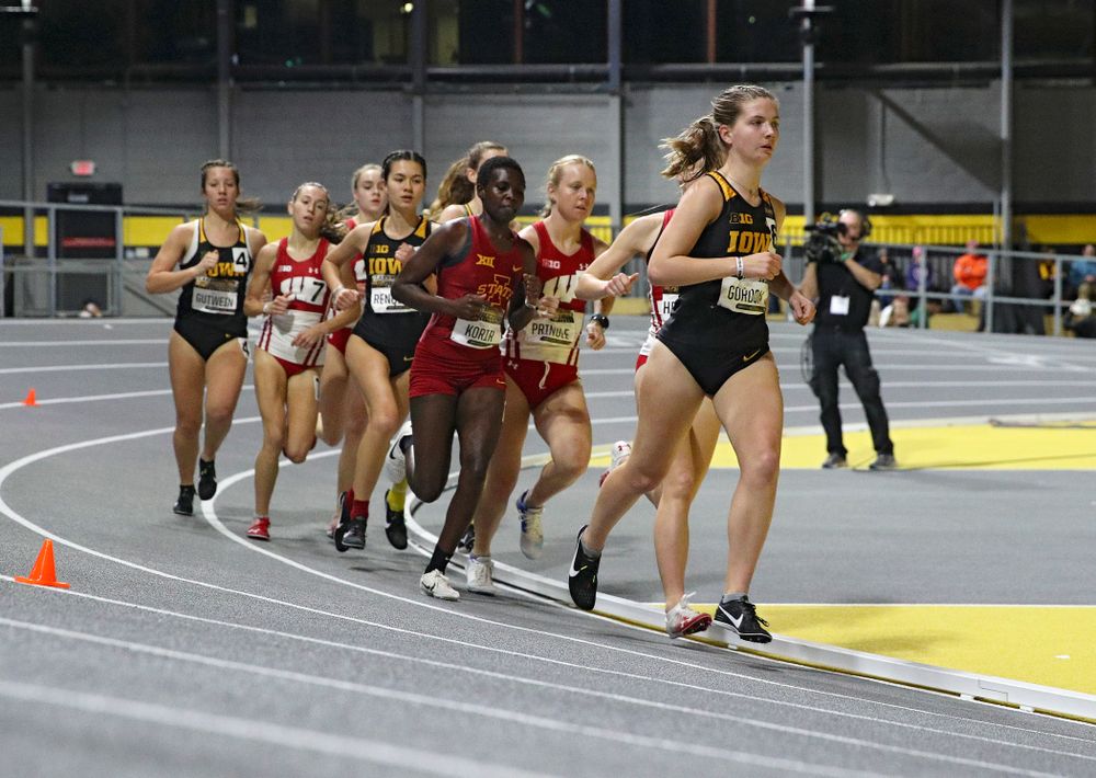 Iowa’s Emma Gordon runs the women’s 3000 meter run event during the Larry Wieczorek Invitational at the Recreation Building in Iowa City on Friday, January 17, 2020. (Stephen Mally/hawkeyesports.com)